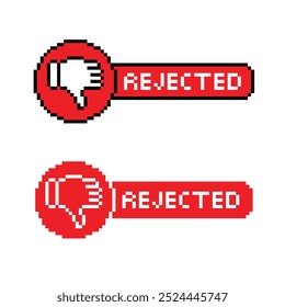 Pixel Art Aprobado Vector Pulgar hacia abajo Juego 8 Bit Icono Vector Game Logo 