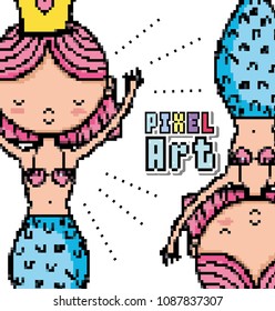 Pixel art aquatic world cartoons