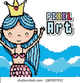 Pixel art aquatic world cartoons