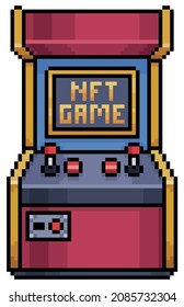 Pixel art arcade game NFT vector icon for 8bit game on white background
