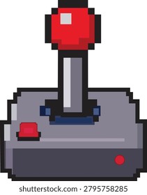 Pixel art arcade joystick icon featuring a classic gaming controller, ideal for retro games, gaming assets, indie game development, user interfaces and nostalgic projects.