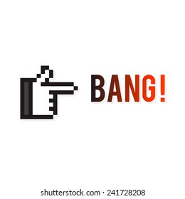 Pixel art arm showing the hand gun gesture