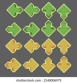 Pixel art arrow button. Game UI arrow button controller button. 