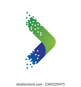 Pixel art arrow technology logo illustration