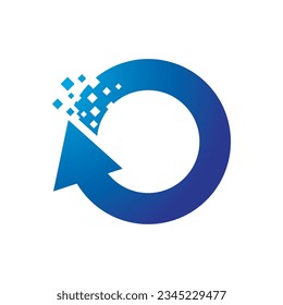 Pixel art arrow technology logo illustration
