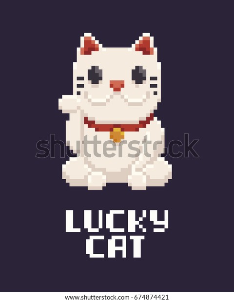pixel art asian lucky cat maneki stock vector royalty free 674874421 https www shutterstock com image vector pixel art asian lucky cat maneki 674874421