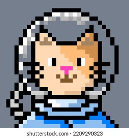 Pixel art astronaut cat, cat astronaut, catstronaut