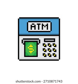pixel art atm  8 bit vector icon for computer game logo