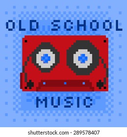 Pixel art audio tape vector art