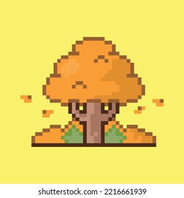 Pixel art. Autumn tree ilustration