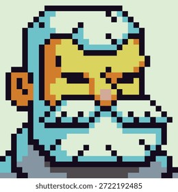 Pixel art avatar de hombre barbudo con expresión neutral. Personajes de juego de estilo retro de 8 bits, íconos de perfil, avatares, Elementos de interfaz de usuario, pegatinas y proyectos digitales independientes.