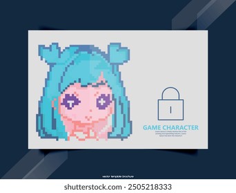 Pixel art avatar with cute girl. For games or web sites. Vector illustration