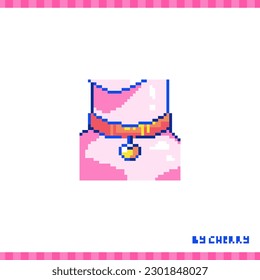 Pixel art avatar with girls neck with collar pendant. Retro 8 bit style illustration of female character with aesthetic accessory. 20th century. Fashion icon, decorative element, sticker or badge.  
