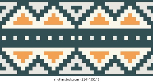 Pixel Art Aztec Geometric African Patterns Fabric from Africa, Navajo Nation Pattern Ornament Traditional art design for prints carpet,wallpaper,clothing,wrapping,simplicity,background, Mexican dress