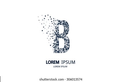 Pixel art B letter logo. Vector logotype collection.
