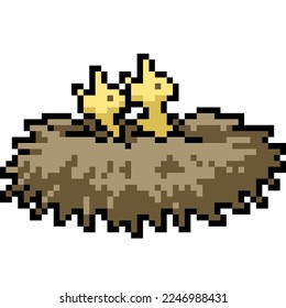 pixel art of baby bird nest