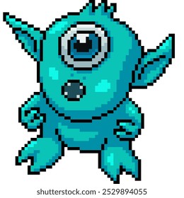 pixel art de bebê ciclope monstro isolado fundo