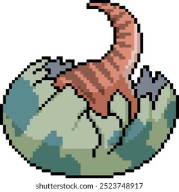 pixel art of baby dinosaur hatch isolated background