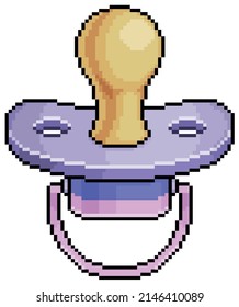 Pixel art baby pacifier icono vector para juego de 8 bits sobre fondo blanco

