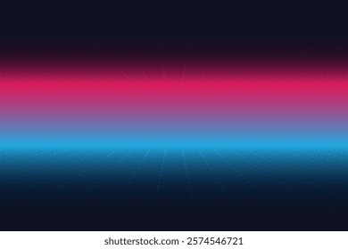 Pixel art background. 8 bit game. retro game. for game assets in vector illustrations. Retro Futurism Sci-Fi Background. glowing neon grid and stars from vintage arcade comp