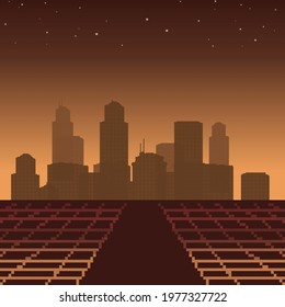 Pixel art background. Pixel city, 8bit, pixel art