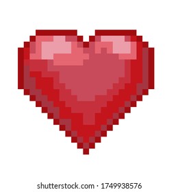 Pixel art background. Heart pixel art. Vector illustration.