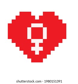 Pixel art background. Heart pixel art. Vector illustration. Valentine's Day.