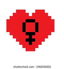 Pixel art background. Heart pixel art. Vector illustration. Valentine's Day.