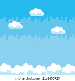 pixel art background Location with sky, landscape for games or applications.