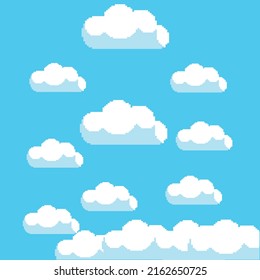 pixel art background Location with sky, landscape for games or applications.