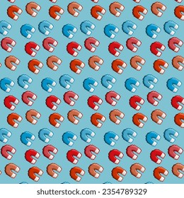 Pixel art background of lots magnet on pixelated style.Pixel art,8bits perfect for game asset or design asset element for your game design asset. Background pattern.