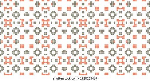 Pixel art background Seamless Pattern, colors:  White , Cornsilk, Salmon