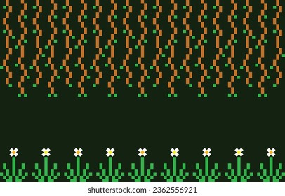 Pixel art background. Swamp In foress. Landscape for game or application. Seamless Vector illustration EPS 10.