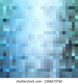 Pixel art background. Vector illustration. Abstract blue square pixel pattern. Mosaic background