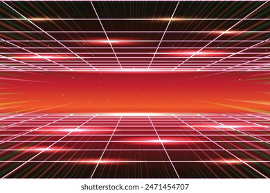 Pixel art background.8 bit game. retro game. for game assets in vector illustrations. Retro Futurism Sci-Fi Background. glowing neon grid. and stars from vintage arcade comp
