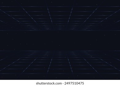 Pixel art background.8 bit game. retro game. for game assets in vector illustrations. Retro Futurism Sci-Fi Background. glowing neon grid. and stars from vintage arcade comp