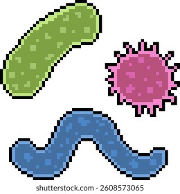 pixel art of bacteria cell form isolated background
