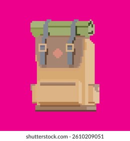 pixel art bag, vector illustration on isolated background.