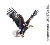 Pixel Art Bald Eagle in Flight. Vector illustration design.