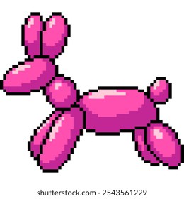 pixel art of balloon dog toy isolated background