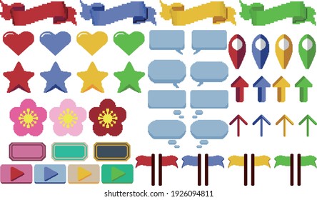 Pixel art balloon, icon set