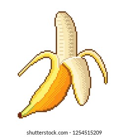 Pixel art banana fruit detailed illustration isolated vector