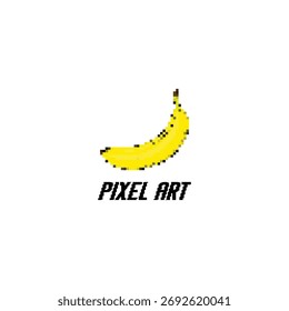Pixel Art Banana vector logo, simple, minimalist and elegant