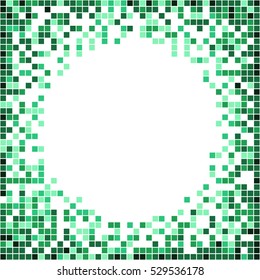 Pixel art banner with circle in center. Spring green abstract vector.