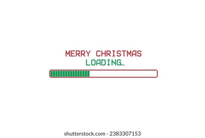 Pixel art banner for Merry Christmas. Vector Banner.