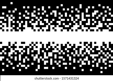 Pixel art banner with place and space for your text. Black and white abstract vector background.