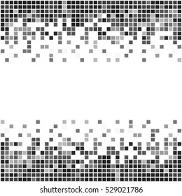 Pixel art banner with place for your text. Black and white abstract vector.