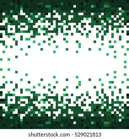 Pixel art banner with place for your text. Green abstract vector.