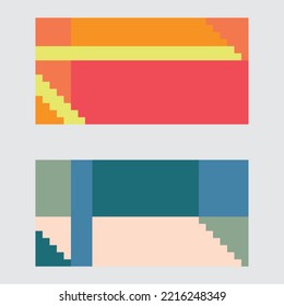 Pixel art. Banner set geometric flat background