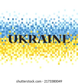 Pixel art. Banner. Ukraine. Geometric background stylized in blue and yellow. Vector illustration.